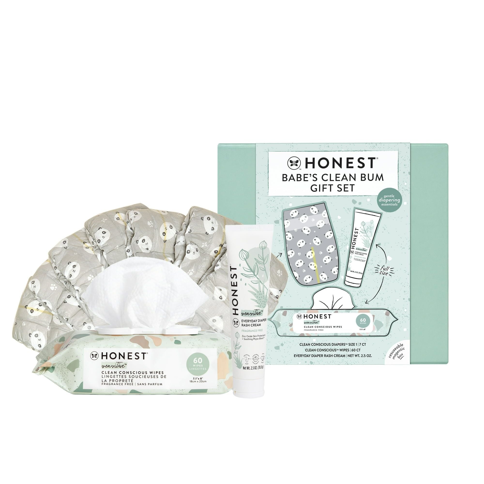 Infant Diaper Care Gift Set with Diapers, Wipes & Rash Cream, Size 1, Fragrance-Free, 3-Piece