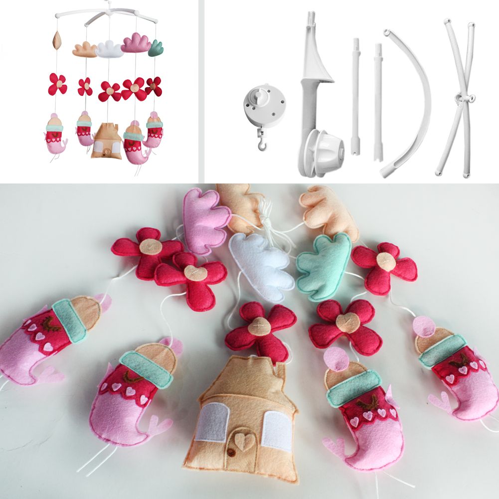 [Pink Birds with Hat] Hanging Baby Toys, Colorful Decor, Crib Mobile