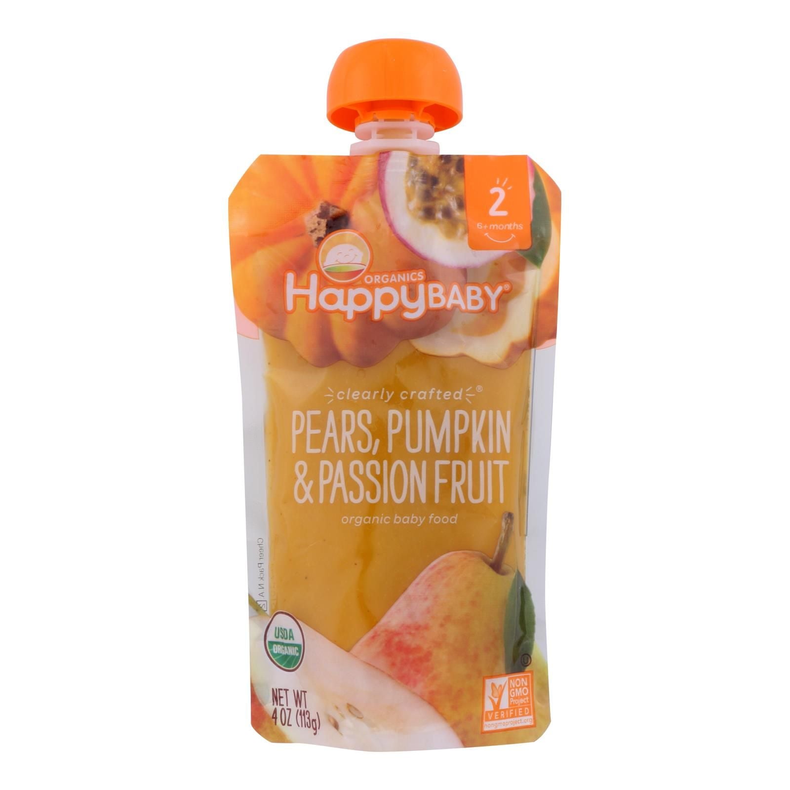 Happy Baby Happy Baby Clearly Crafted - Pears Pumpkin And Passion Fruit - Case Of 16 - 4 Oz.