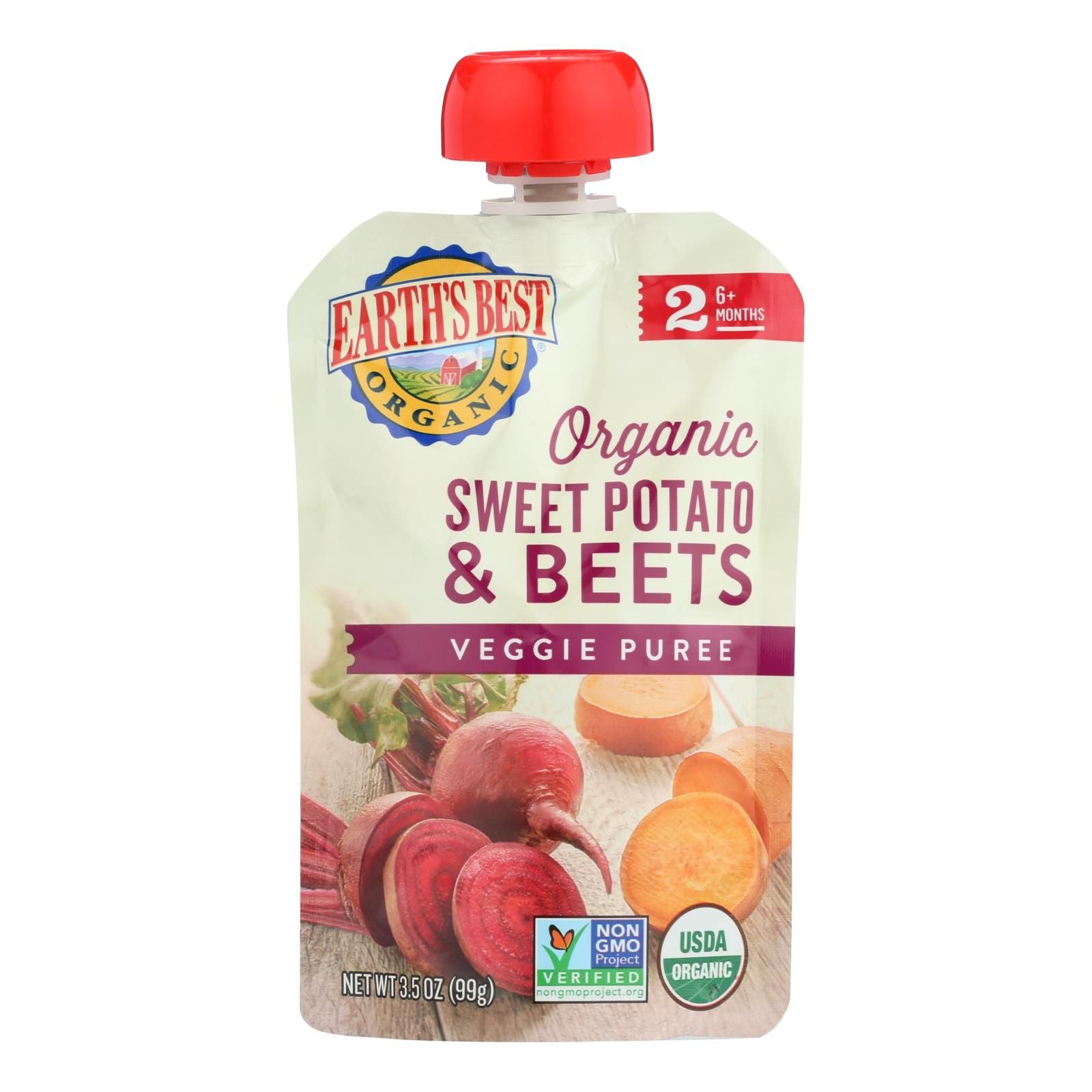 Earth's Best Organic Sweet Potato And Beets Baby Food Puree - Stage 2 - Case Of 12 - 3.5 Oz.